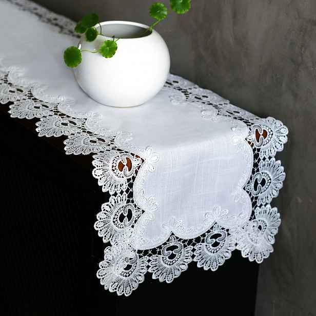 TEMU Elegantní a univerzální bílý krajkový běhoun na stůl - Klasický, moderní a minimalistický - Perfektní pro večírky, svatby a Vánoce - Ideální pro