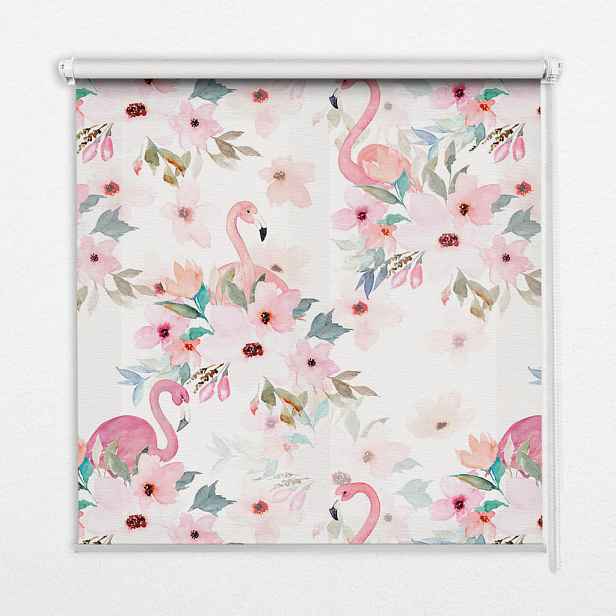 TULUP VNITŘNÍ roleta - okenní roleta - roleta - 60x140 cm - Plameňáci mezi květinami