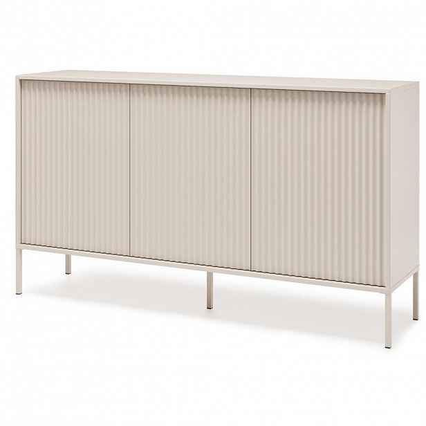 Beautysofa KOMODA Noto se 3 dvířky a drážkovanými čely, 154 cm