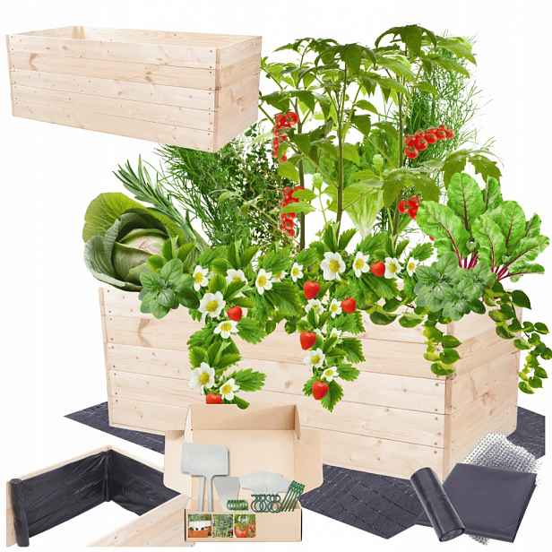 Dřevěný květináč zeleninový záhon truhla pařeniště vyvýšený záhon 45x120x60