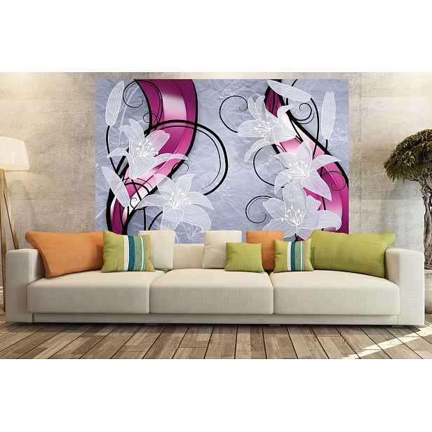 Great Art Fototapeta – bílá lilie, 3D tapeta – 210 x 140 cm
