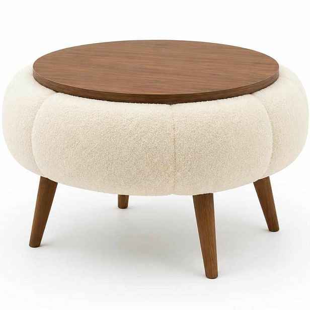 Odkládací čalouněný stolek Daisy 60 Cream Walnut