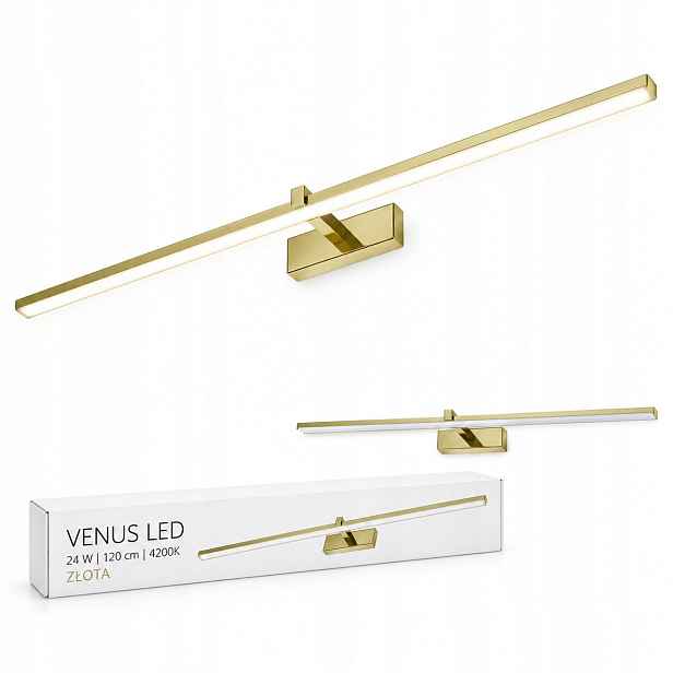 Venus 24W 120 cm zlatá Led lampa nad obraz do obývacího pokoje 4200K IP44 1640lm