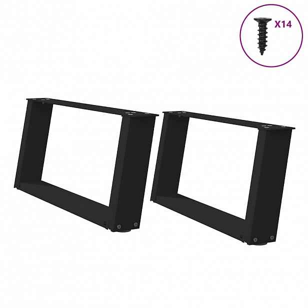 vidaXL Nohy konferenčního stolku ve tvaru U, 2 ks, černé, 60 x (30-31) cm, ocel