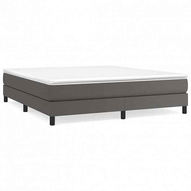 vidaXL Box spring postel s matrací šedá 160x200 cm umělá kůže