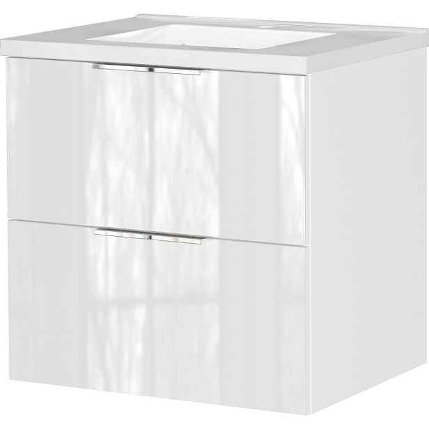 Bílá lesklá závěsná skříňka pod umyvadlo 61x61 cm Celano – Germania