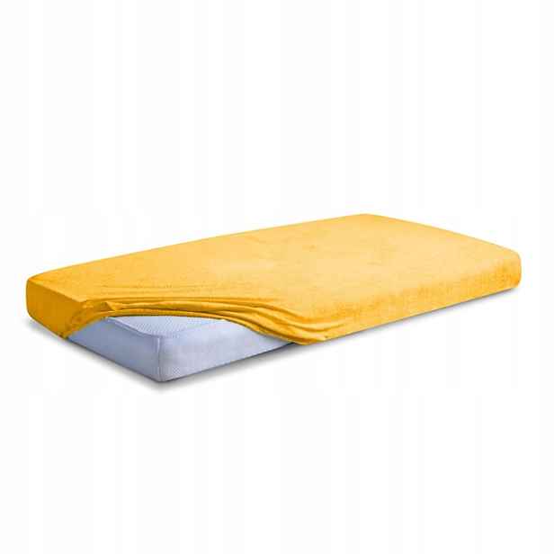 Froté prostěradlo s gumou 180x200 žluté Premium
