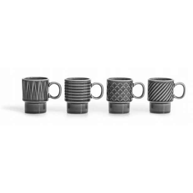 Keramické šálky na espresso 4 ks 100 ml retro šedé Sagaform
