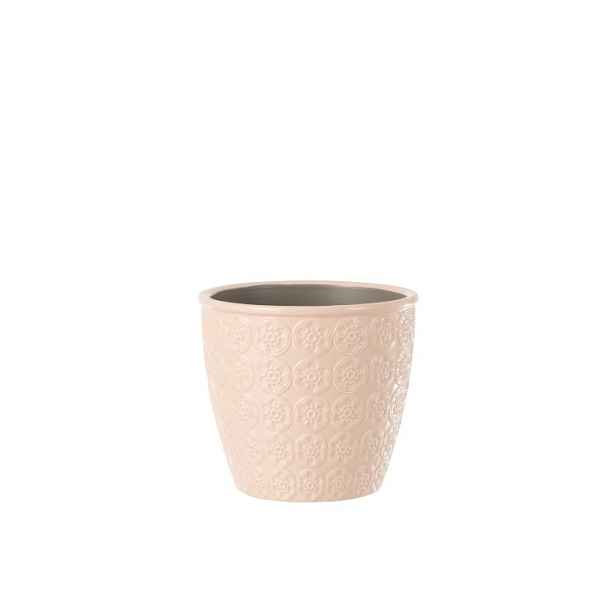 Růžový vzorovaný obal na květináč s květy Blossom S - Ø12*11 cm J-Line by Jolipa