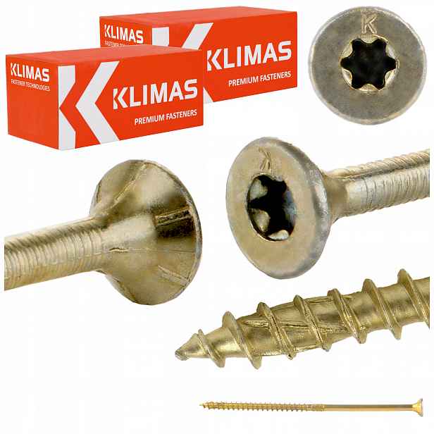 Vruty do dřeva Torx 5x120 mm 400 ks tesařské kuželové Klimas Wkcs