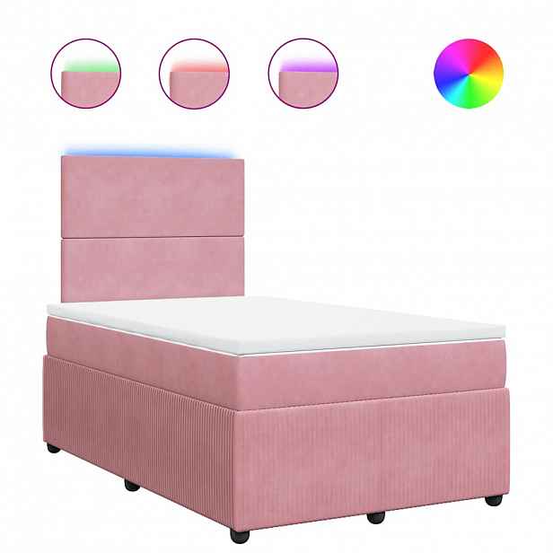 vidaXL Box spring postel s matrací růžová 120 x 200 cm samet