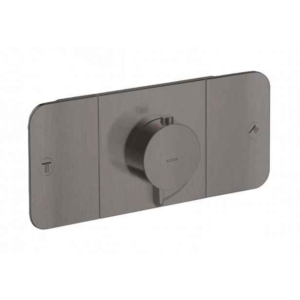 Axor One - Termostatická baterie pod omítku, pro 2 spotřebiče, kartáčovaný černý chrom 45712340