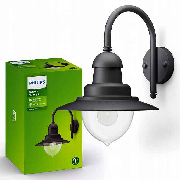 Zahradní nástěnné svítidlo Venkovní fasádní lampa Lampa E27 Černá Philips
