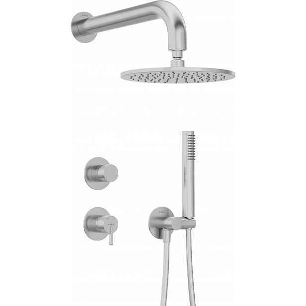 Podomítkový sprchový set s hlavicí 250 mm a ocelovou baterií