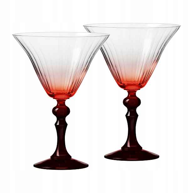 Stínované skleničky Krosno na martini Bubble s červenou nohou 170 ml 2ks