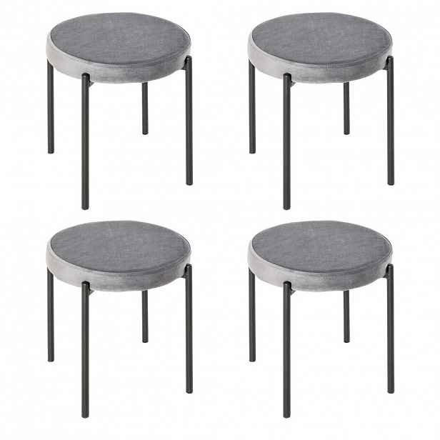 HOMCOM SADA 4 KS Jídelní stoličky Jídelní židle Kuchyňská židle moderní Polyester Ocel Šedá
