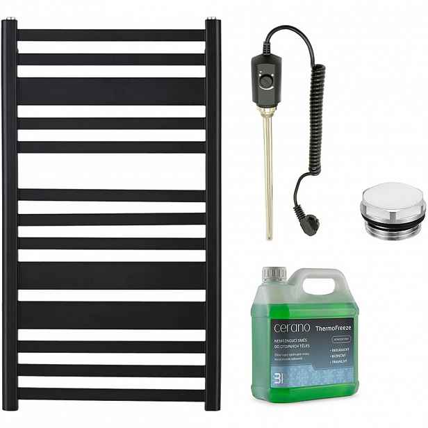 Koupelnový elektrický radiátorový set Enrico - 300W - černá matná - 970x550 mm
