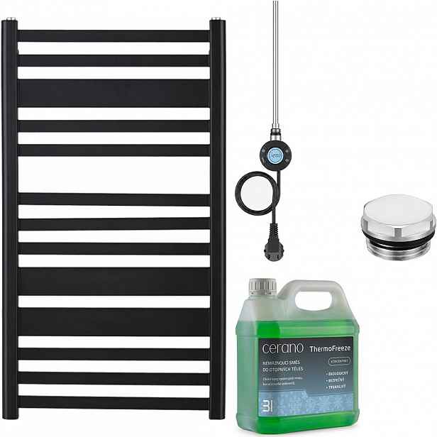 Koupelnový elektrický radiátorový set Enrico - WIFI - 300W - černá matná - 970x550 mm