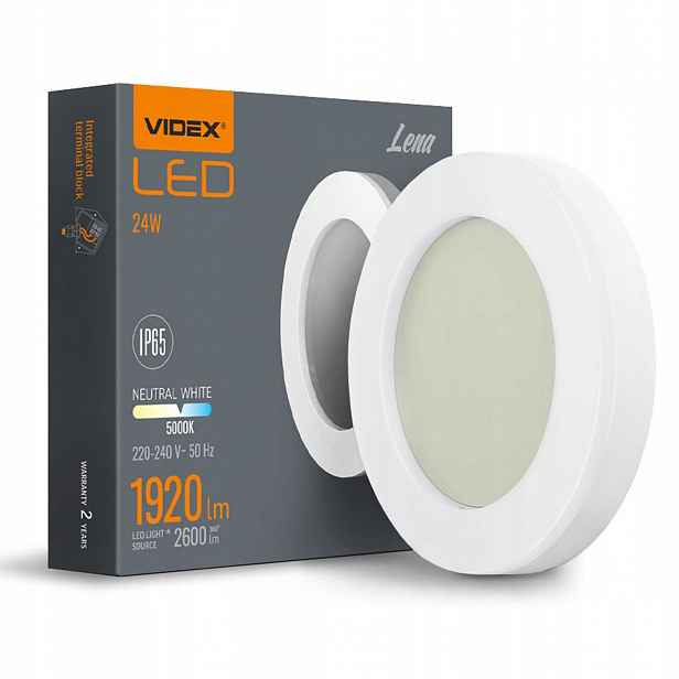 Venkovní lampa Stropní Svítidlo Led Svítidlo 24W 2600lm 5000K Studená bílá IP65 Videx