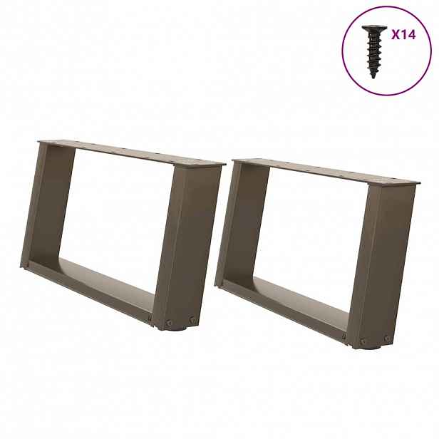 vidaXL Nohy konferenčního stolku ve tvaru U, 2 ks, přírodní ocel, 60 x (30-31) cm, ocel