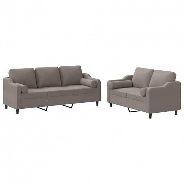 vidaXL 2dílná sedací souprava s polštáři taupe textil