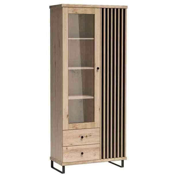 Casarredo Vitrína na nohách 2D2S BARBUS dub artisan/černá