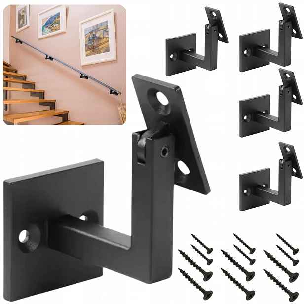 Držák Podpěrný Držák Zábradlí Nástěnný Černý Loft Nastavitelný x5