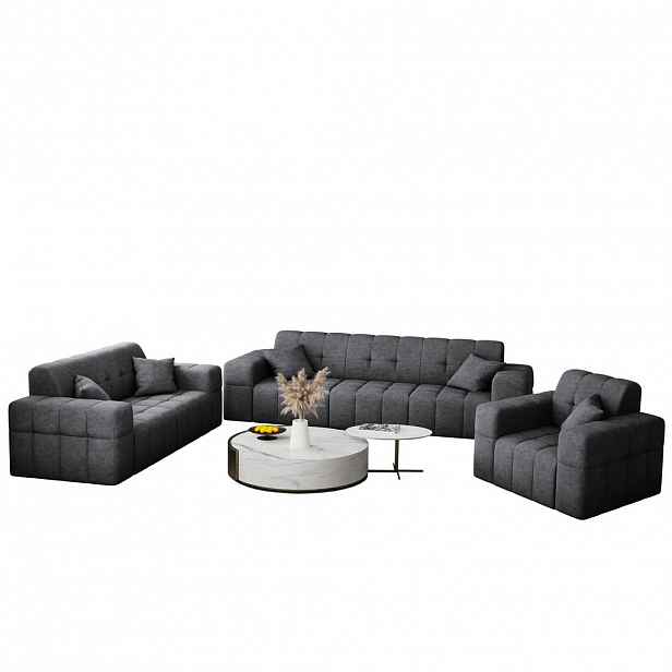 Kaiser Möbel SEDACÍ SOUPRAVA 3+2+1 NIMES tkanina Perfect Harmony Tmavě šedá
