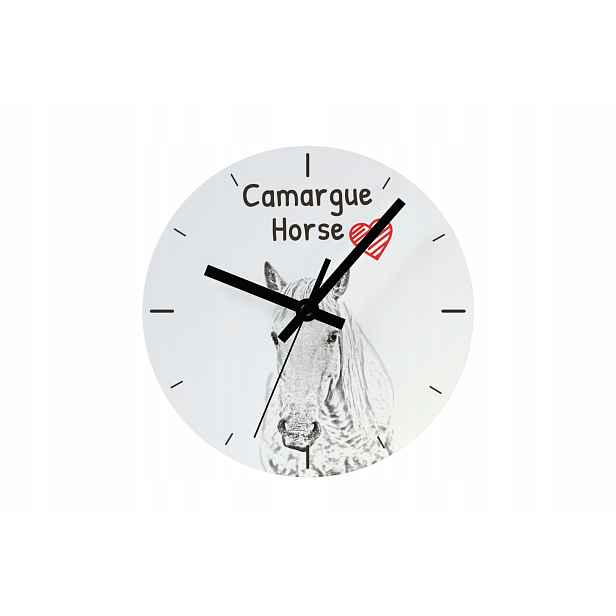 Kůň Camargue, hodiny s koněm, závěsné a stojící, personalizace fotografií