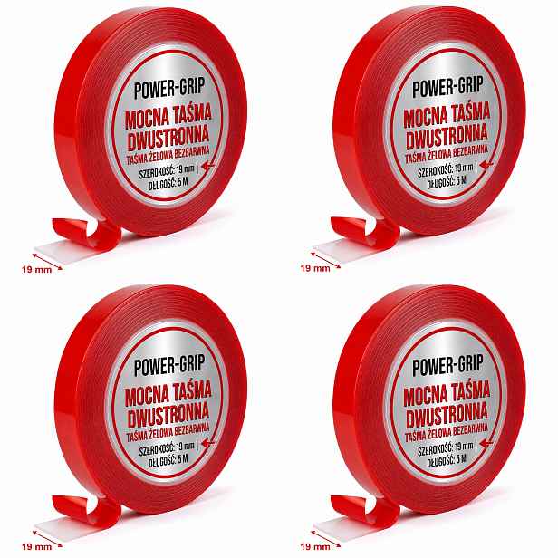 Oboustranná páska Extra Silná Bezbarvá lepicí 19 mm x 5 m Sada 4 ks