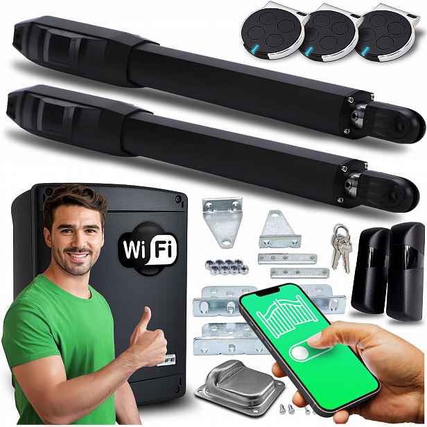 Set Pohon Pro Dvoukřídlovou Bránu Wifi Supla ovladače pohony 8 m 400 Kg