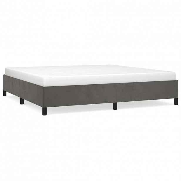 vidaXL Rám postele bez matrace tmavě šedý 200 x 200 cm samet