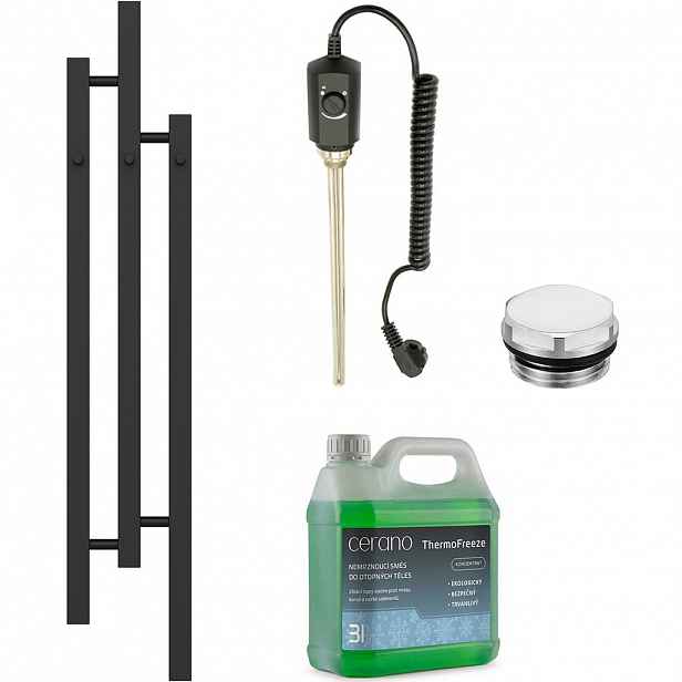 Koupelnový elektrický radiátorový set Fabiano - 300W - černá matná - 1200x220 mm