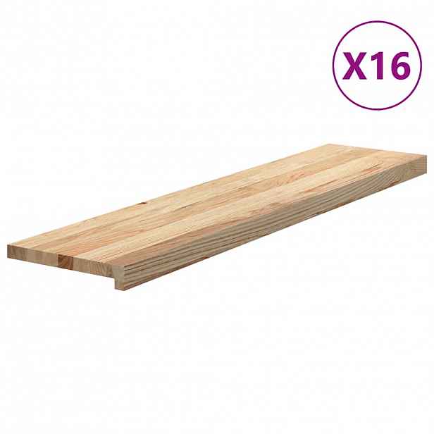 vidaXL Nášlapy na schody 16 ks neošetřené 110x25x2 cm masivní dub