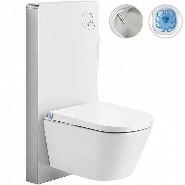 Závěsné WC s bidetem Modul/Cronus Standard - bílá lesklá / bílá matná - integrované WC tlačítko - pneumatický modul - 59,3x38,4 cm