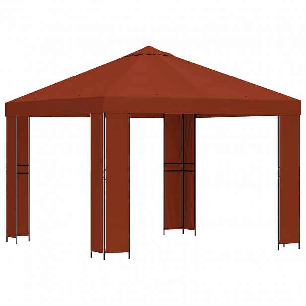 vidaXL Altán 3 x 3 m Cihlová Polyester a ocel 190 gsm