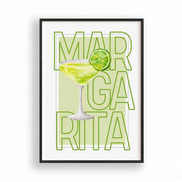 Obraz Margarita Drink Plakát Rámeček Dřevěný Černý 30x42 cm