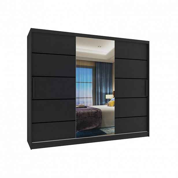 B BELINI GROUP POSUVNÁ SKŘÍŇ Verona MBP, Černá Mat, 232 cm, se zrcadlem