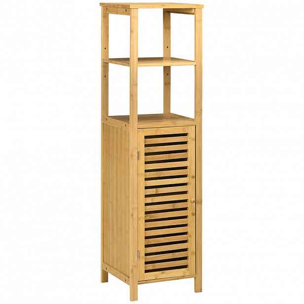 Kleankin KOUZELNÍ SKŘÍŇKA do koupelny s nastavitelnou výškou, cca 33 x 30 x 120 cm, přírodní dřevo
