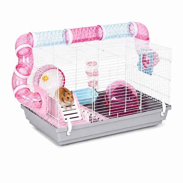 PETSI Klec pro hlodavce Dila 47 cm bílá/růžová/šedá