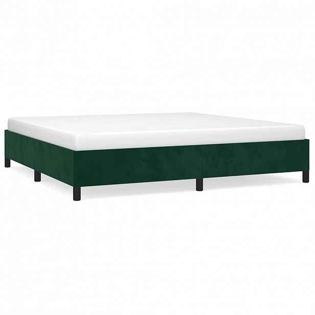 vidaXL Rám postele bez matrace tmavě zelená 200 x 200 cm samet