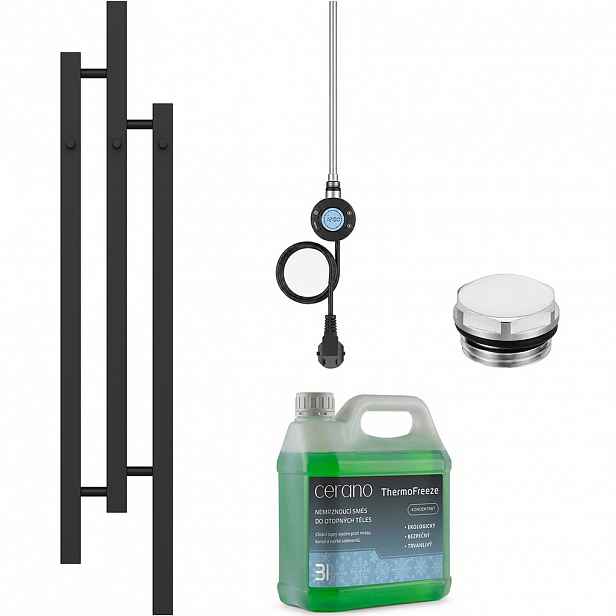Koupelnový elektrický radiátorový set Fabiano - WIFI - 300W - černá matná - 1200x220 mm