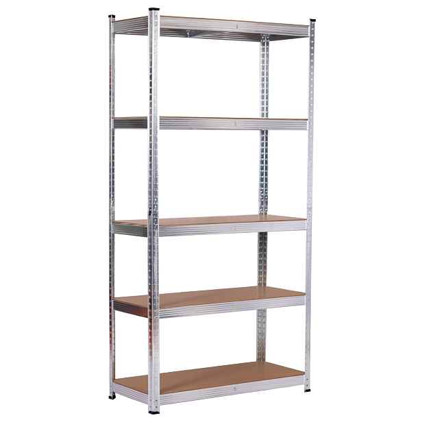 Kovový regál BestBerg BBMS-10 / 90 x 180 x 40 cm / 5 polic / stříbrná/hnědá