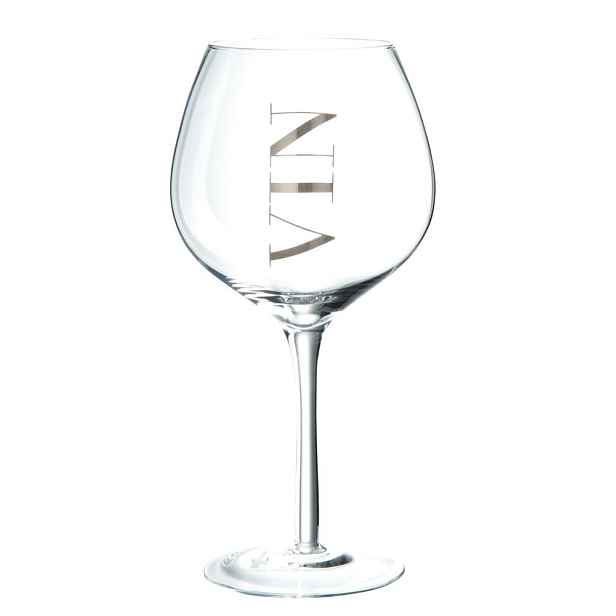 Sklenice na víno se stříbrným nápisem Vin - Ø 10*22 cm J-Line by Jolipa