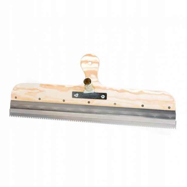 Špachtle nerez, 560 mm, zub 4 x 2,5 mm, překližková rukojeť, Kubala