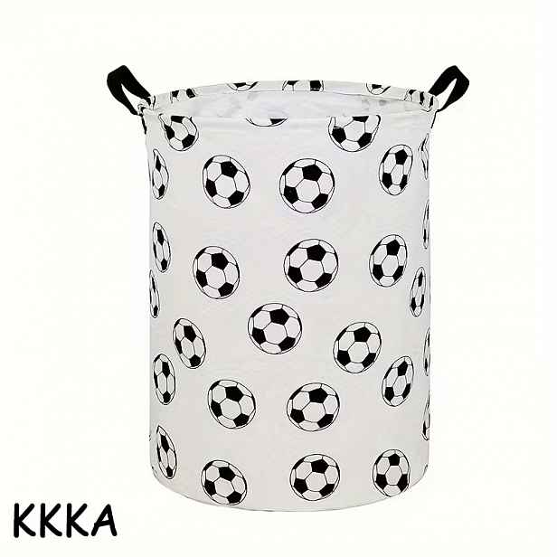 TEMU Skládací úložný designem "Minimalistický fotbal", vhodný na oblečení, různé předměty a jako prostorově úsporný kulatý úložný koš do koupelny,