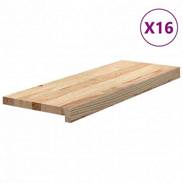 vidaXL Nášlapy na schody 16 ks neošetřené 70x30x2 cm masivní dub