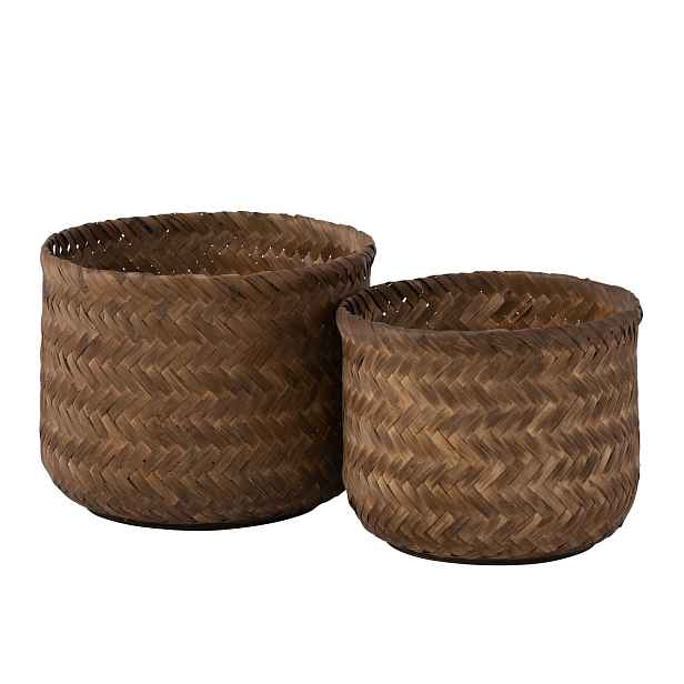 2ks hnědý obal na květináč/košík z bambusu - Ø39*30/ Ø35*26cm J-Line by Jolipa
