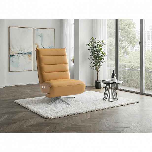 Sit & More RELAXAČNÍ KŘESLO, kůže, curry žlutá
