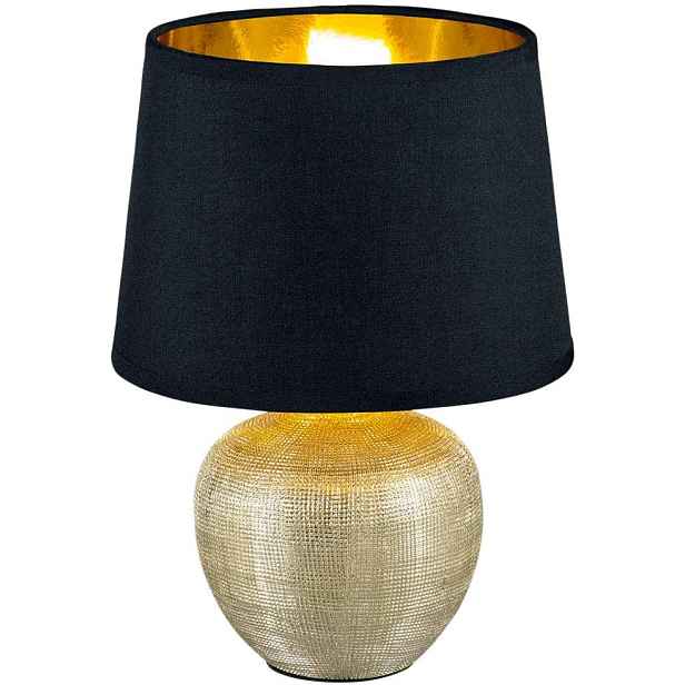 Keramická Stolní Lampa Luxor Zlatá Černá E14 26 CM Reality Leuchten